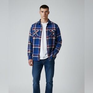 American Eagle Outfitters Soft Flannel Red/Blue w/ contrasting inside flannel S